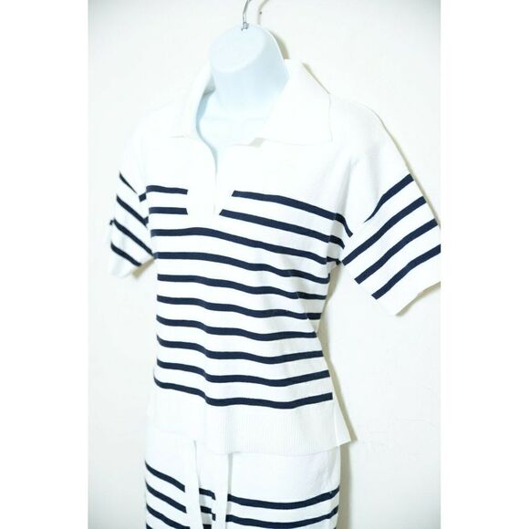 PORTSPURE White Black Striped 2 Piece Sweater Set - Picture 3 of 9
